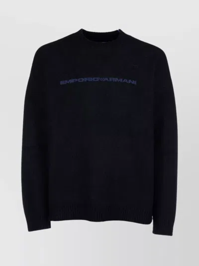 Emporio Armani Crew Neck Knitwear Sweater In Black