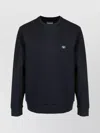 Emporio Armani Crew Neck Logo Cotton Sweatshirt In Blue
