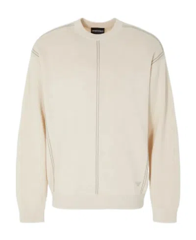 Emporio Armani Sweater In Wool Blend In Beige