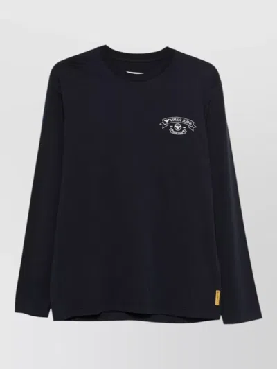 Emporio Armani Crew Neck Long Sleeves Cotton Jersey T-shirt In Black
