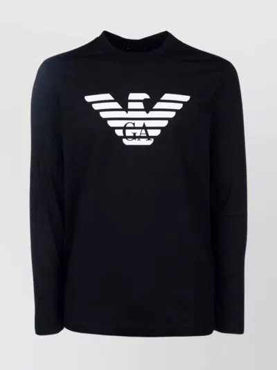 Emporio Armani Crew Neck Long Sleeves Regular Fit T-shirt In Black