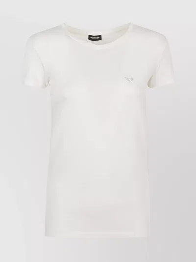 Emporio Armani Crew Neck Plain Design Short Sleeves Top In White