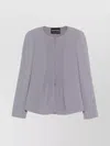 Emporio Armani Crew Neck Pleated Front Blazer With Shoulder Pads
