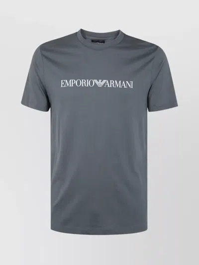 Emporio Armani Crew Neck Regular Fit Short Sleeves T-shirt In Gray
