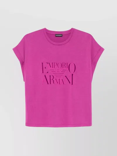 Emporio Armani Crew Neck Short Sleeves Straight Hem In Purple