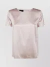 Emporio Armani Crew Neck Silk Top With Keyhole Back In Pale Rose