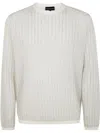 Emporio Armani Textured Wave Pattern Crewneck Sweater In White
