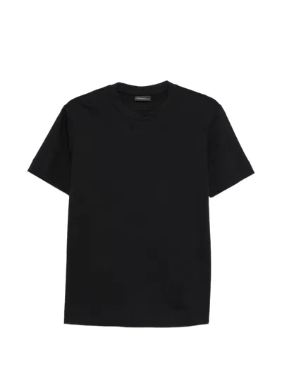 Emporio Armani Logo Cotton T-shirt In Black