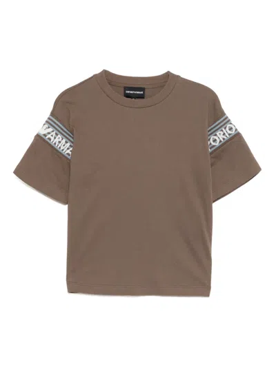 Emporio Armani Kids' Crew-neck T-shirt In Brown