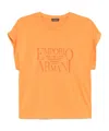 Emporio Armani Logo Crew Neck T-shirt With Turn-up Cuffs In Orange