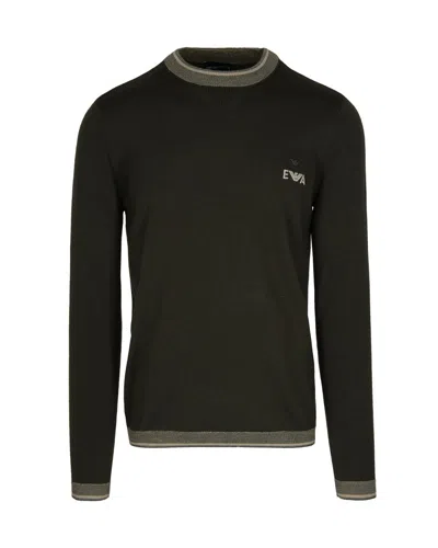 EMPORIO ARMANI CREW NECK VIRGIN WOOL SWEATER WITH CONTRASTING DETAILS
