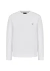 Emporio Armani Official Store Crew-neck Sweatshirt With Micro Logo Patch In White