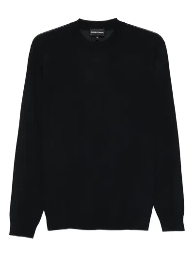 Emporio Armani Crew-neck Wool Sweater In Black