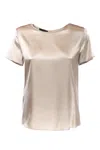 Emporio Armani Round-neck Satin Blouse In Beige