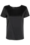 Emporio Armani Short-sleeved Silk Satin Blouse In Black