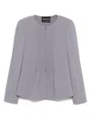 Emporio Armani Crew Neck Pleated Front Blazer With Shoulder Pads