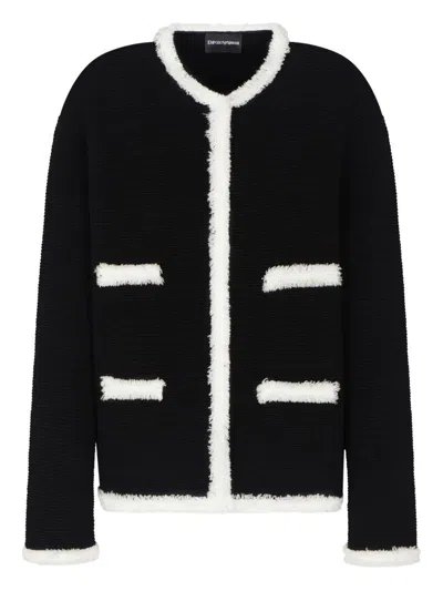 Emporio Armani Crewneck Blazer Jacket In Black