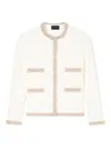 Emporio Armani Ottoman Stitch Knit Jacket With Fringe Hems