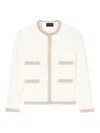 Emporio Armani Ottoman Stitch Knit Jacket With Fringe Hems