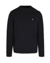 Emporio Armani Crewneck Sweatshirt In Double Jersey With Micro Patch Logo In Black