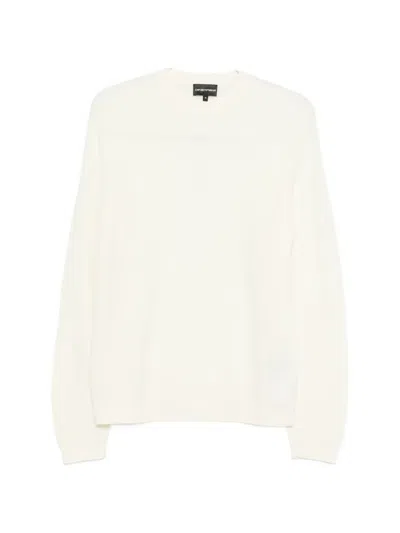 Emporio Armani Crewneck Textured Sweater In Brown