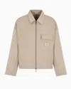 Emporio Armani Crinkle Nylon Blouson With Zip In Beige