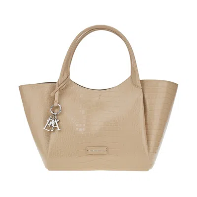 Emporio Armani Croco-embossed Faux Leather Shopping Bag In Beige