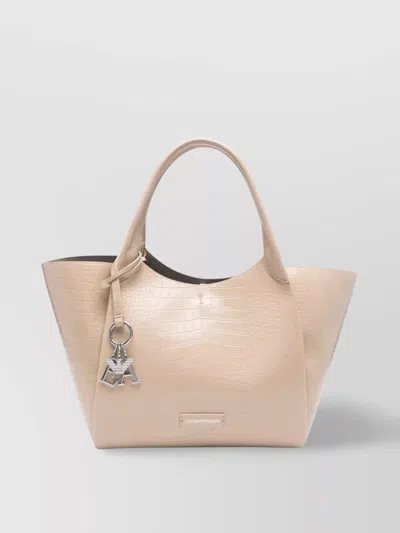 EMPORIO ARMANI CROCODILE EFFECT TOTE BAG WITH TOP HANDLES