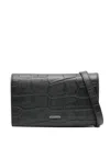 Emporio Armani Crocodile-embossed Leather Clutch In Black