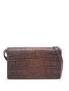 Emporio Armani Crocodile-embossed Leather Tech Case With Shoulder Strap In Brown