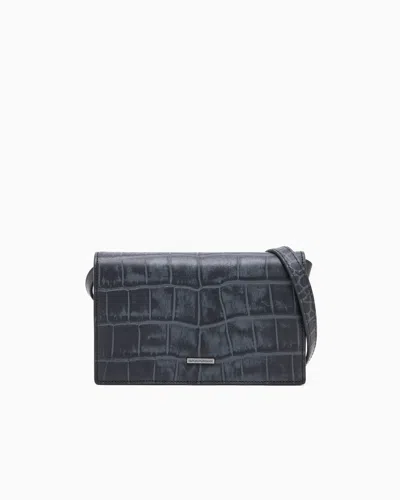 Emporio Armani Crocodile-embossed Leather Tech Case With Shoulder Strap