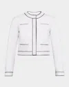 Emporio Armani Cropped Contrast-trim Leather Jacket In Multi