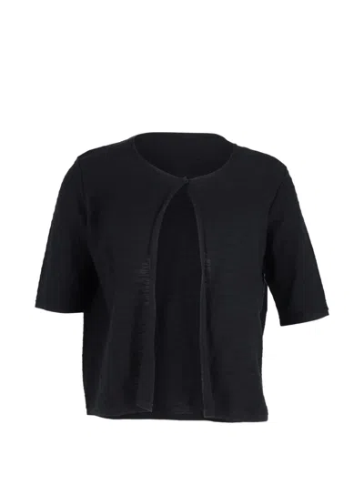 Pre-owned Emporio Armani Cropped Short-sleeve Cardigan In Black