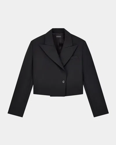 Emporio Armani Cropped Single-button Boxy Jacket In Black