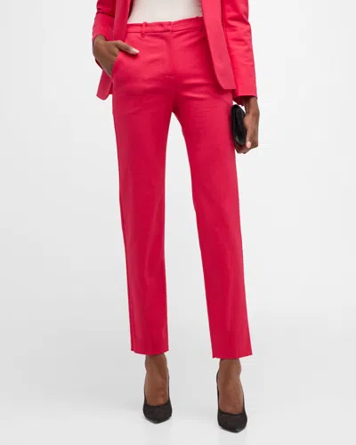 Emporio Armani Cropped Stretch Cotton Trousers In Strawberry Red