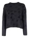 Emporio Armani Cropped Textured Knit Sweater With Abstract Patterns In Multi