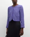EMPORIO ARMANI CROPPED ZIP-FRONT SEQUIN TWEED JACKET