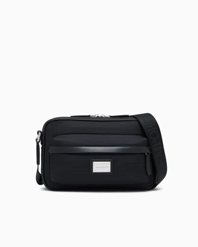 Emporio Armani Crossbody Messenger Bag With Zip And Adjustable Strap In Black