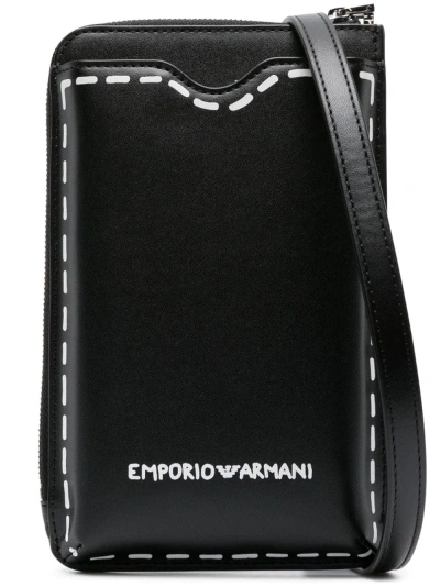 Emporio Armani Logo-print Wallet Phone Pouch In Black