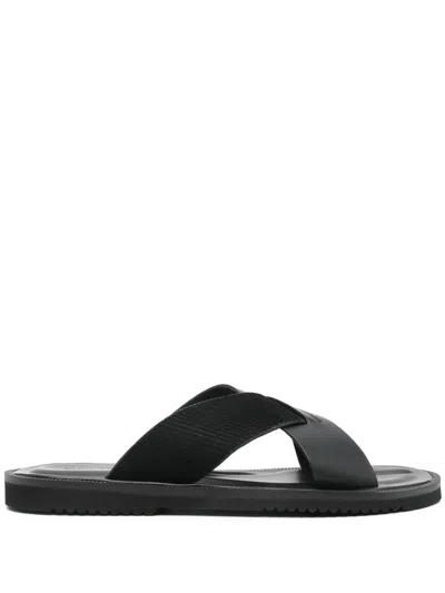 Emporio Armani Crossover-strap Sandals In Black
