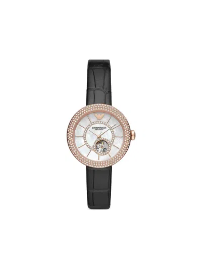 Emporio Armani Crystal-embellished 34mm In Black