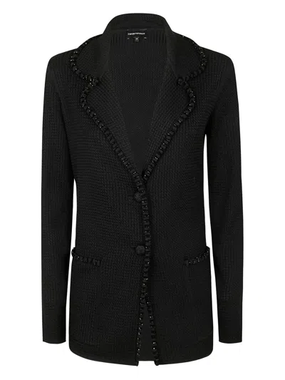 Emporio Armani Crystal-embellished Blazer In Black