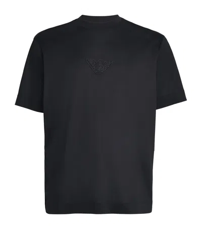 Emporio Armani Crystal-embellished Eagle T-shirt In Black