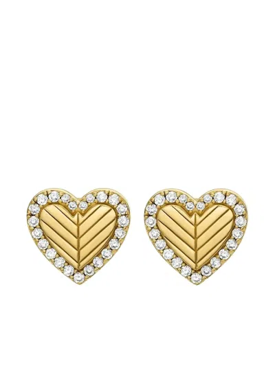 Emporio Armani Crystal-embellished Heart Earrings In Gold