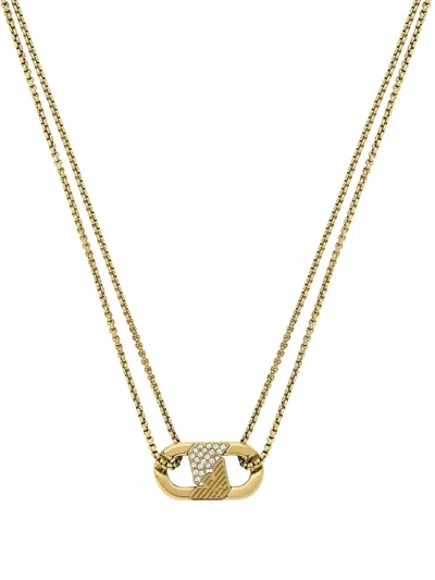 Emporio Armani Crystal-embellished Pendant Necklace In Gold