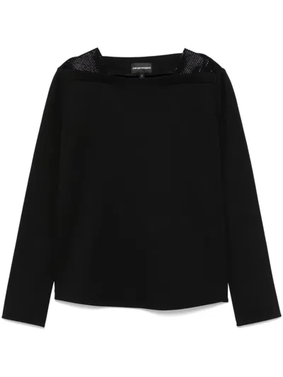 Emporio Armani Boat Neck Sweater In Black