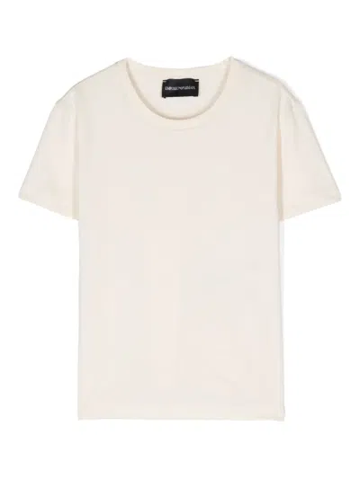 Emporio Armani Kids' Crystal-logo Cotton T-shirt In Neutrals
