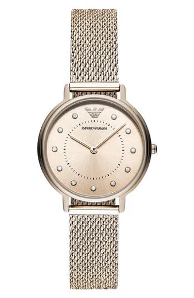 Emporio Armani Crystal Mesh Strap Watch, 32mm In Pink