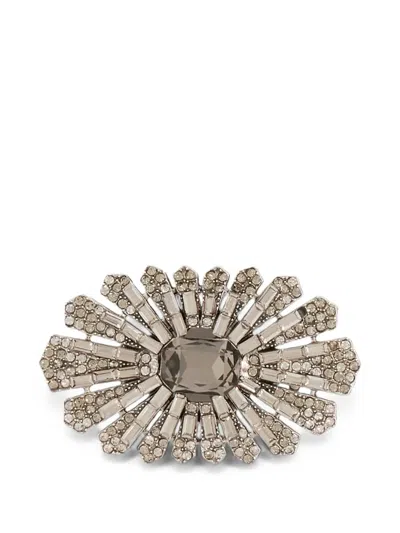 Emporio Armani Crystal-embellished Oval Brooch In Multi
