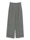 Emporio Armani Tailored Wide Leg Trousers With Cuffed Hem In Gray